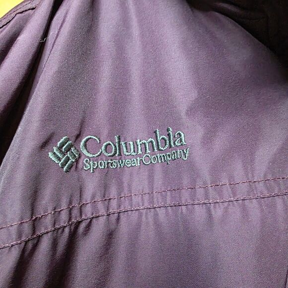 Vintage Columbia Long’s Peak Two Piece Coat Small Purple Green Fleece Lined Hood - Picture 9 of 16